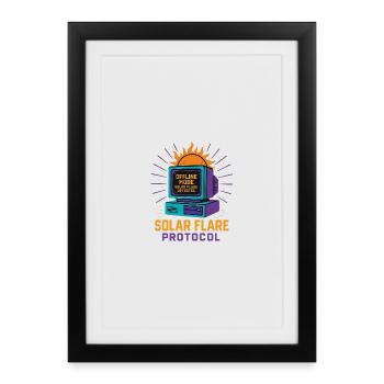 Retro Tech Solar Flare Protocol Tee - Framed poster (27 × 37 cm) - black - Front