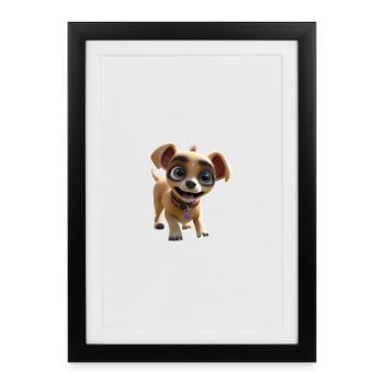 T-shirt Cartoon Chipper Pup - Affiche encadrée (27 × 37 cm) - noir - Devant