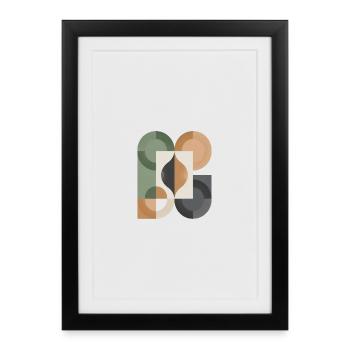 Art géométrique du cercle Yin Yang - Affiche encadrée (27 × 37 cm) - noir - Devant