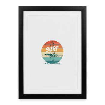 Retro Surf Vibes Vintage Surf Design - Framed poster (27 × 37 cm) - black - Front