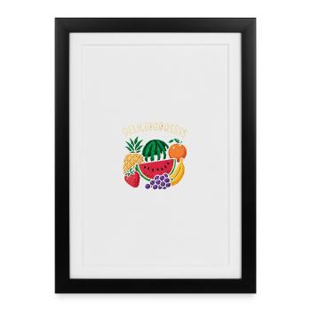 Cheerful Tropical Fruit Splatter - Framed poster (27 × 37 cm) - black - Front