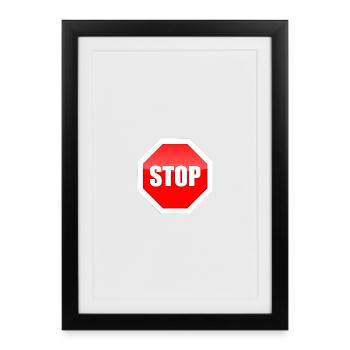 Impression graphique de plaque STOP rouge - Affiche encadrée (27 × 37 cm) - noir - Devant