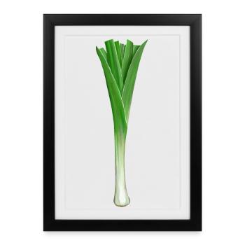 Leek Young Vegetables Teenage Adolescent Boy - Framed poster (27 × 37 cm) - black - Front