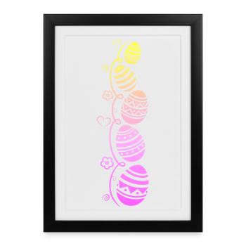 Colorful Easter eggs for Easter - Framed poster (27 × 37 cm) - black - Front