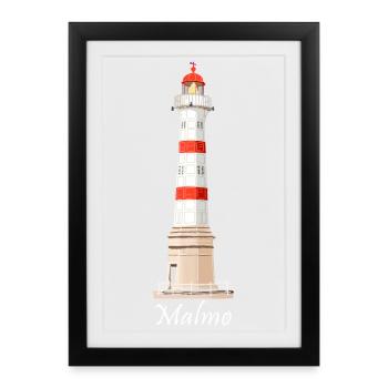 Malmö alter Leuchtturm, Malmö Inre, Schweden - Gerahmtes Poster (27 × 37 cm) - Schwarz - Vorne