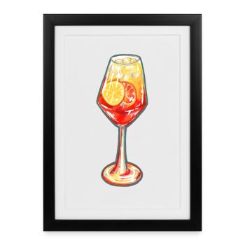 Summer Cocktail with Orange Slices - Framed poster (27 × 37 cm) - black - Front