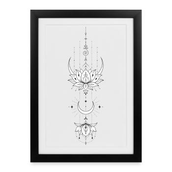 Lotus Mandala and Lunar Crescent - Framed poster (27 × 37 cm) - black - Front