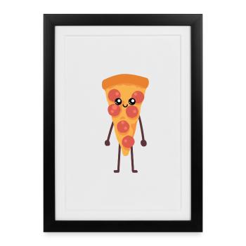 Pizza kawaii funny gift - Framed poster (27 × 37 cm) - black - Front