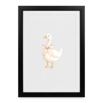 Canard au nœud rose - Affiche encadrée (27 × 37 cm) - noir - Devant