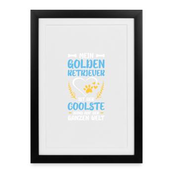 Mein Golden Retriever Herzdesign - Gerahmtes Poster (27 × 37 cm) - Schwarz - Vorne