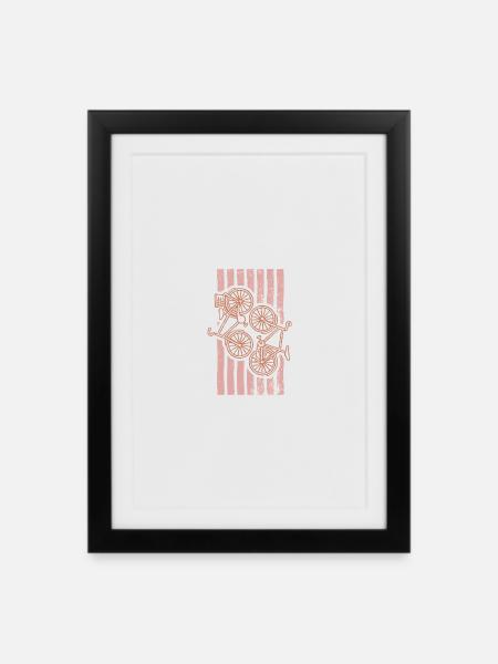 visuel-cyclisme-ete-tendance-rose-pale-minimali - Affiche encadrée (27 × 37 cm) - noir