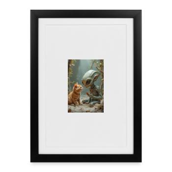 Alien Creature with Cat Companion - Framed poster (27 × 37 cm) - black - Front