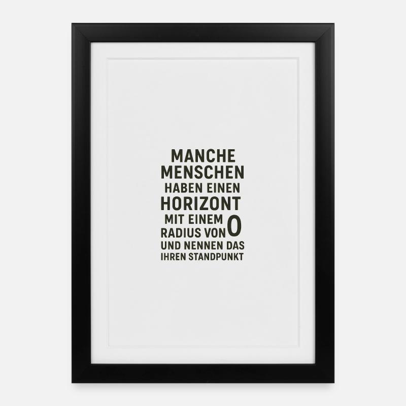 Nullradius-Horizont Standpunkt Spruch - Gerahmtes Poster (27 × 37 cm) - Schwarz
