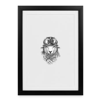 Moutons en style vintage - Affiche encadrée (27 × 37 cm) - noir - Devant