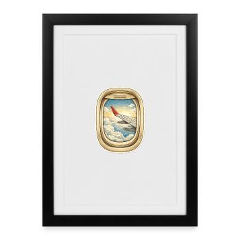 Window flight over cloud streaks - Framed poster (27 × 37 cm) - black - Front