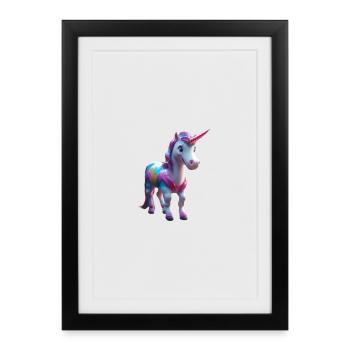Rainbow Mane Unicorn Tee - Framed poster (27 × 37 cm) - black - Front