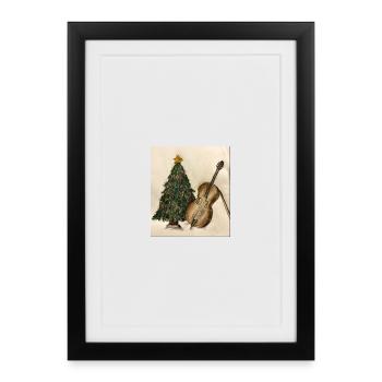 Weihnachtsmusik am Baum - Gerahmtes Poster (27 × 37 cm) - Schwarz - Vorne