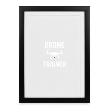 Emblème du formateur de drones - Affiche encadrée (27 × 37 cm) - noir - Devant