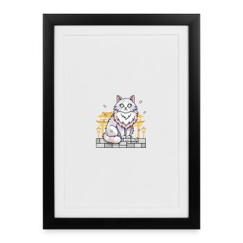 Anime Cat Japan Kawaii Vector - Affiche encadrée (27 × 37 cm) - noir - Devant