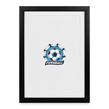 Fussball Kreis Emblem Dynamik - Gerahmtes Poster (27 × 37 cm) - Schwarz - Vorne