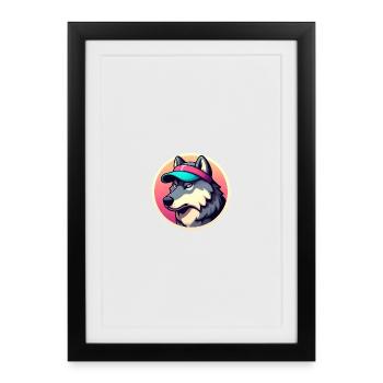 A wolf with tennis cap in pastel - Framed poster (27 × 37 cm) - black - Front