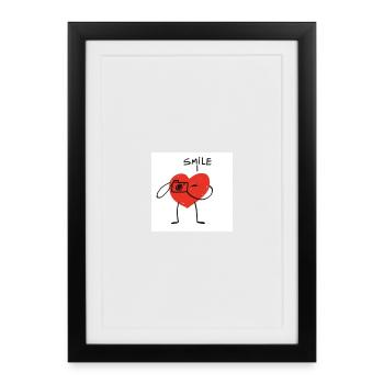 Coeur avec caméra dessin animé - Affiche encadrée (27 × 37 cm) - noir - Devant