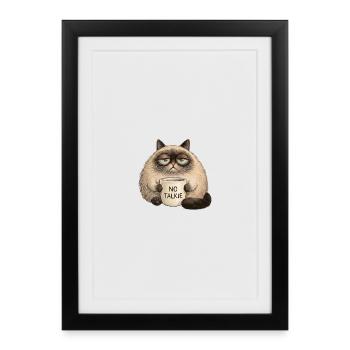 Le chat peu impressionné - Affiche encadrée (27 × 37 cm) - noir - Devant