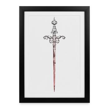 Steel silver sword, gothic medieval - Framed poster (27 × 37 cm) - black - Front
