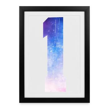 numéro 1 – Cadeau anniversaire 1 ans - Affiche encadrée (27 × 37 cm) - noir - Devant