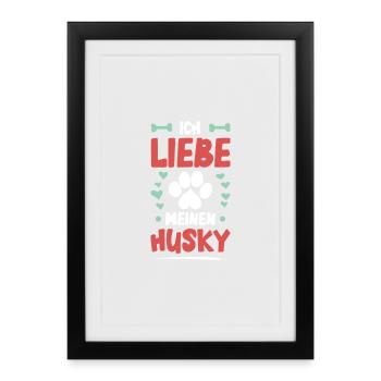 J’adore mon husky - Affiche encadrée (27 × 37 cm) - noir - Devant