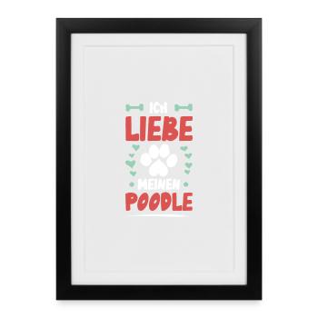 J’adore mon caniche - Affiche encadrée (27 × 37 cm) - noir - Devant