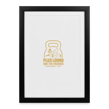 Plus Lourd Que Tes Excuses – Kettlebell Motivation - Affiche encadrée (27 × 37 cm) - noir - Devant