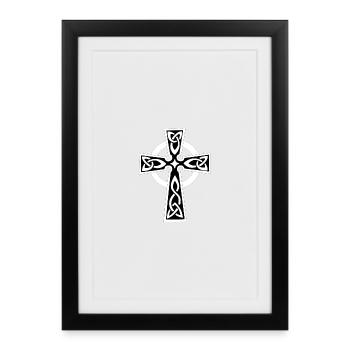 White Celtic or Celtic cross - Framed poster (27 × 37 cm) - black - Front