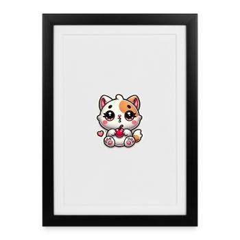 Cute Cat Dream with Cherry - Framed poster (27 × 37 cm) - black - Front