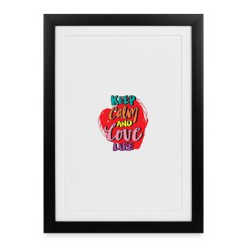 Reste calme Vie amoureuse Explosion de couleurs - Affiche encadrée (27 × 37 cm) - noir - Devant