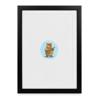 Capybara Musician Ukelele - Framed poster (27 × 37 cm) - black - Front
