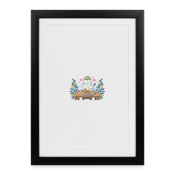 King cat at the table with kibble - Framed poster (27 × 37 cm) - black - Front