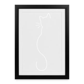 Cats silhouette in white - Framed poster (27 × 37 cm) - black - Front