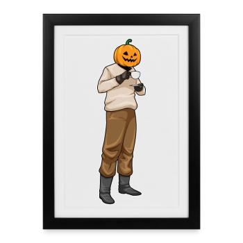 Jack O'Lantern Halloween Coffee - Framed poster (27 × 37 cm) - black - Front