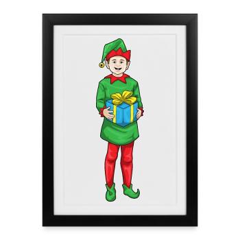 Elf Christmas Package - Framed poster (27 × 37 cm) - black - Front
