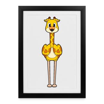 Girafe Flamant rose - Affiche encadrée (27 × 37 cm) - noir - Devant