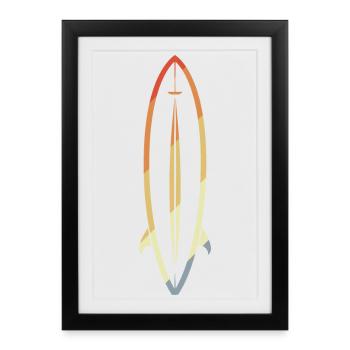 Planche de surf Croquis Vintage - Affiche encadrée (27 × 37 cm) - noir - Devant