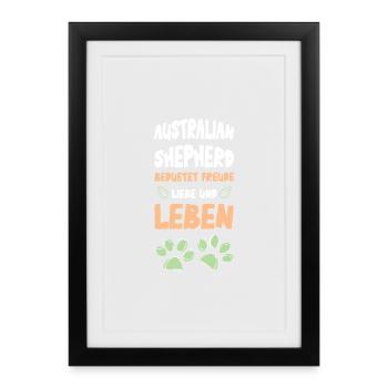 Vie de la joie du berger australien - Affiche encadrée (27 × 37 cm) - noir - Devant
