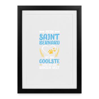 Mon Saint Bernhard : Le chien le plus cool - Affiche encadrée (27 × 37 cm) - noir - Devant