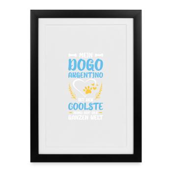 Mein Argentino Doggo Herz - Gerahmtes Poster (27 × 37 cm) - Schwarz - Vorne