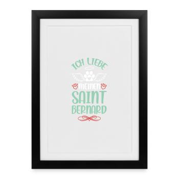 J’aime mon Saint-Bernard - Affiche encadrée (27 × 37 cm) - noir - Devant