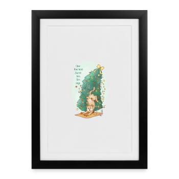 chat_sapin - Affiche encadrée (27 × 37 cm) - noir - Devant