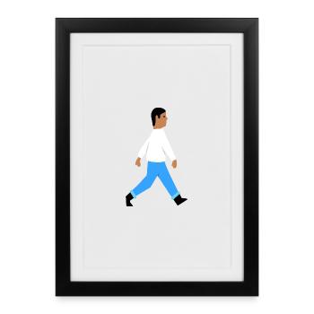 Walking man - Framed poster (27 × 37 cm) - black - Front