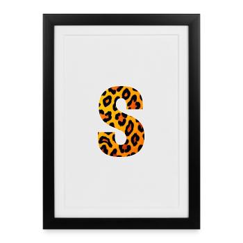 Leopard Print S Letter - Framed poster (27 × 37 cm) - black - Front