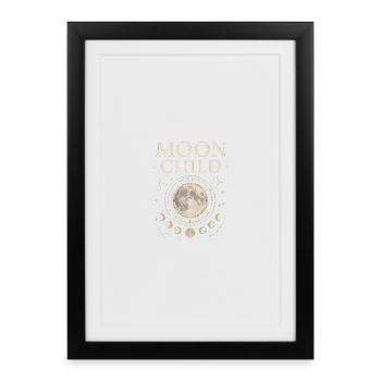 Moon Child – Chemise spirituelle mystique avec Mon - Affiche encadrée (27 × 37 cm) - noir - Devant